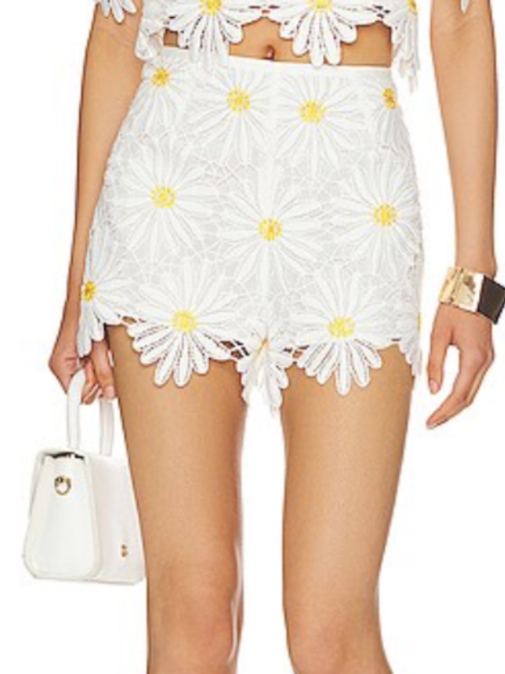 SAYLOR White Daisy Appliqué shorts
